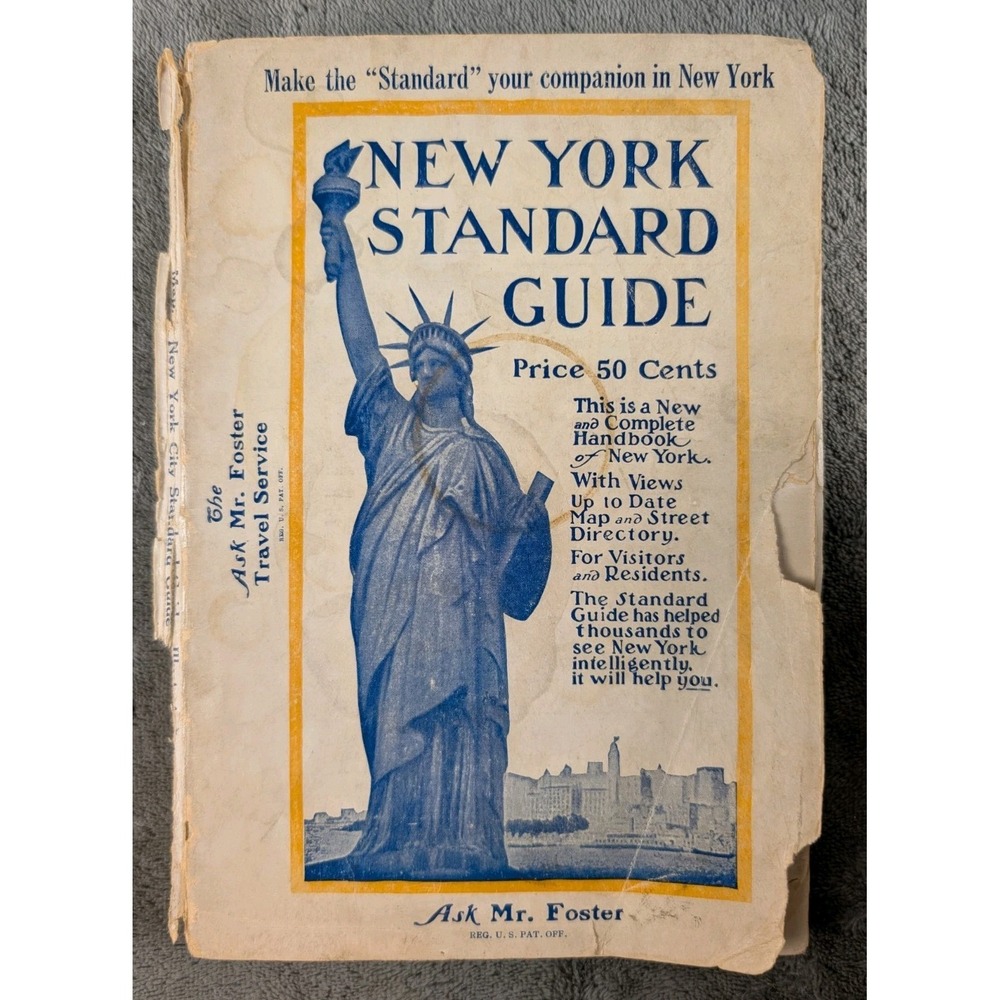 1930 New York Standard Guide + Fold-Out Map Ask‎ Mr. Foster Travel Ephemera